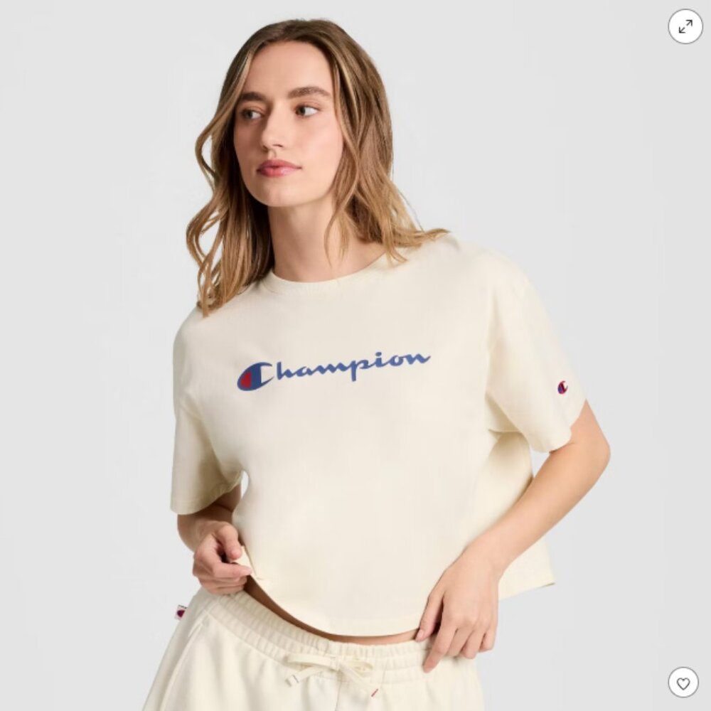 Champion Women's Short Sleeve T-Shirt - Cream M